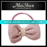 Wholesale Hot sell leather bowknot elastic hair band/headdress flower/headband/elastic/hair tie/ponytail holder/baby hair accessories