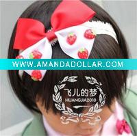 Wholesale fashion children's hair accessories baby ribbon bow barrette/ hair band