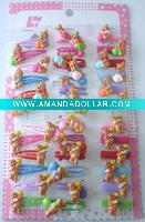 Wholesale baby bobby hair clip set with cut bear design