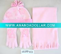 Wholesale baby hat+scarf+mitten