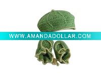hand crocheted baby's hat and shoes