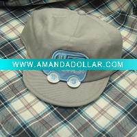Infant hat with applique embroidered logo