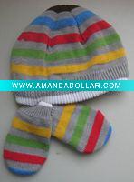 baby knitted hat,mitten 2 pcs set