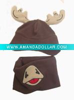 Wholesale Child fleece hat animal hat deer hat and neck warmer set Manufacturer Green Products FLE8057