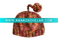 Wholesale Children Multi Knit pom pom beanie