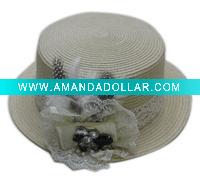Wholesale Ladies Fashion straw weave hat with flower