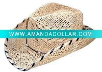 Wholesale Hollow Langya straw cowboy hat/summer hat/straw hat