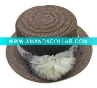 Ladies Fashion straw weave hat with flower