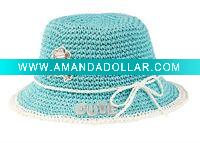 Children paper straw hat / handmade crochet kids summer hat