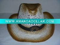 Wholesale West Crafts straw hats with leather band