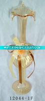 Wholesale mouth blown glass vase, with fabric flower on the body of vase