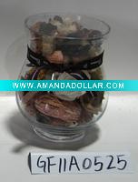 Wholesale 600g glass vase package potpourri with pvc cover and ribbon