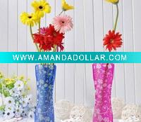 Wholesale portable plastic vase fashion PVC foldable vase clear plastic vase