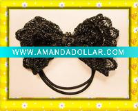 2011 lace bow elastic ponytail tie