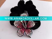 Wholesale Rhinestone floral Ponytail Holders
