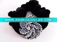 Wholesale Rhinestone floral Ponytail Holders