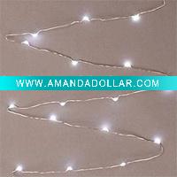 Wholesale LED Micro Light Strand-36"silver wire, battery operated,18 cool white LED lights