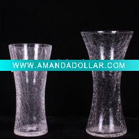 Wholesale Cracked gathering glass trumpet vases for flower