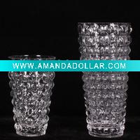 Wholesale V-shaped glass vase with spots decoration