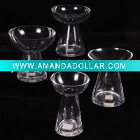 Handmade cone-shaped clear glassware with big opening