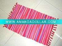 Wholesale color strip cotton woven rug