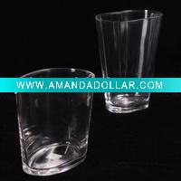 Handmaade V-shaped oval glass vase