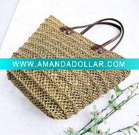 Wholesale classic leisure straw tote bag natural on beach