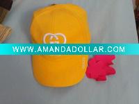 Wholesale Yellow 6 Panels baseball caps with front embroidered