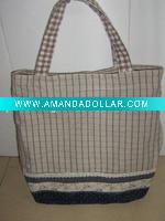 Wholesale Jute quilted fabric tote bags