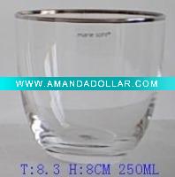Wholesale 2mm golden rim clear glass tumbler