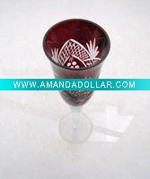 Wholesale mouth blown colored glass cut stemware for red wine