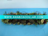 Wholesale LXS0199 40*12*9cm candle holder w/pinecone/pine needle/berry,nat/green