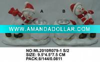 Wholesale 2asst snowman candle holder (polyresin christmas gift for decoration)