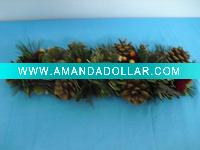 Wholesale LXS0200 40*15*9cm candle holder w/pinecone/pine needle/berry/leaves,nat/green