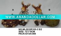 Wholesale 2asst reindeers in polyresin for christmas ornament