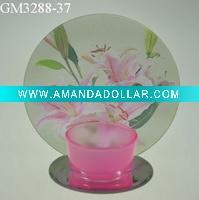 Wholesale glass candle holder with mirror