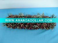 Wholesale LXS0202 40*12*9cm candle holder w/berry/pine needle/twig/ice,red/green