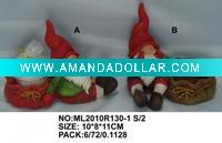 Wholesale 2asst santa claus with candle holder in polyresin for christmas ornament