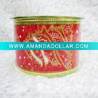 Wholesale 2011 FASHION 3.8CM WIDTH GLITTER PEARL YARN OPP PACKAGING CHRISTMAS TREE ORNAMENT