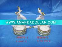 Wholesale Small ceramic candleholder with reindeer