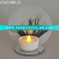 Wholesale glass candle holder with mirror