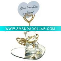 Wholesale Glass Angel Bear Figurine Photo Holder