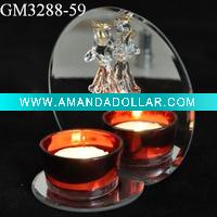 Wholesale glass candle holder with mirror