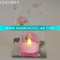 Wholesale glass candle holder with mirror