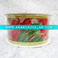 Wholesale 2011 FASHION 3.8CM WIDTH GLITTER PEARL YARN OPP PACKAGING GLASS CHRISTMAS TREE ORNAMENTS