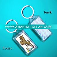 Wholesale Clear acrylic photo ornament blinking horse keychain
