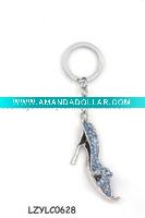 Wholesale personalized blue rhinestone high-heeled shoe key tag