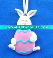 Wholesale pretty and delicate polymer clay Easter white rabbit pendant