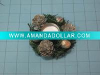 christmas wreath candle holder