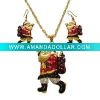 Wholesale fashion alloy christmas pendant necklace set jewelry